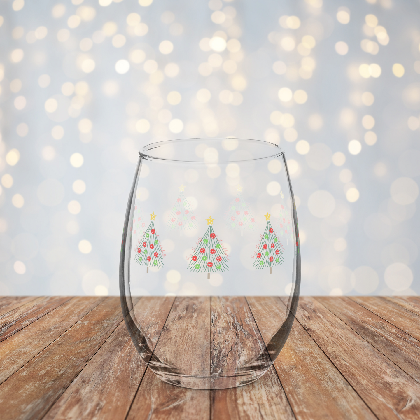 Deck The Halls With Pickleballs Stemless Wine Glass, pickleball gift, pickleball christmas, pickleball team gift, funny pickleball, retired pickleball