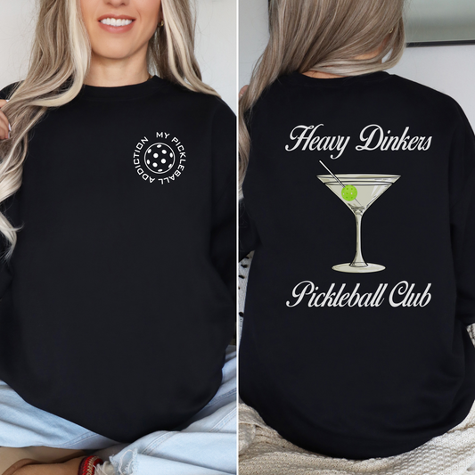 Heavy Dinkers Pickleball Club Martini, Crewneck Sweatshirt, pickleball gift, mom pickleball, grandma pickleball, funny pickleball