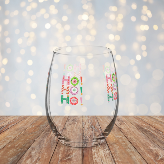  Ho Ho Ho Stemless Wine Glass, pickleball Christmas, pickelball team gift, pickleball christmas gift, white elephant gifts, retired pickleball, pickleball mom